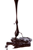 Isolated flowing melted chocolate against transparent background png