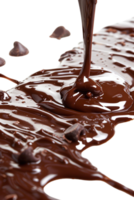 Isolated flowing melted chocolate against transparent background png