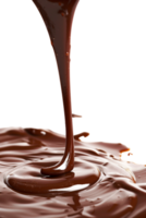 Isolated flowing melted chocolate against transparent background png