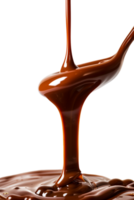 Isolated flowing melted chocolate against transparent background png