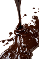 Isolated flowing melted chocolate against transparent background png