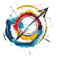 Scribbled arrow and circles isolated on transparent background png