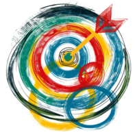 Scribbled arrow and circles isolated on transparent background png