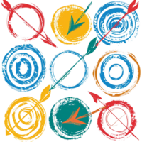 Scribbled arrow and circles isolated on transparent background png