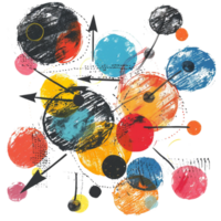 Scribbled arrow and circles isolated on transparent background png