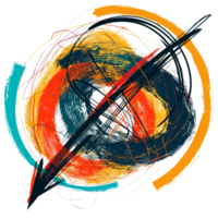 Scribbled arrow and circles isolated on transparent background png