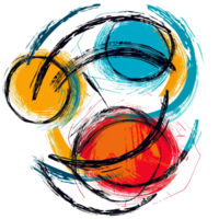 Scribbled arrow and circles isolated on transparent background png