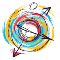 Scribbled arrow and circles isolated on transparent background png