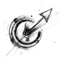 Scribbled arrow and circles isolated on transparent background png