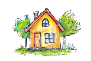 Scribbled house isolated on transparent background png
