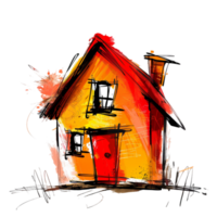 Scribbled house isolated on transparent background png
