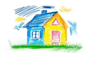 Scribbled house isolated on transparent background png