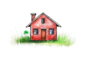 Scribbled house isolated on transparent background png