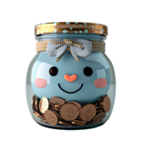 A Cheerful Savings Jar Filled With Coins png