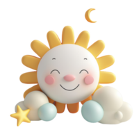 Smiling Sun With Clouds and Stars png