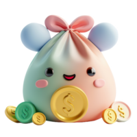 Smiling Money Bag Icon With Gold Coins png