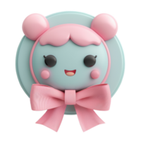Smiling Ribbon Badge With Pink Bow png
