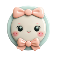 Smiling Face Badge With Pink Bows png