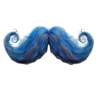 blue detailed handlebar mustache twisted isolated on transparent background , png