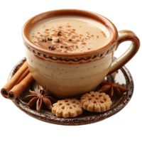 Masala Chai drink typical of india isolated on transparent background , png