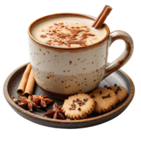 Masala Chai drink typical of india isolated on transparent background , png