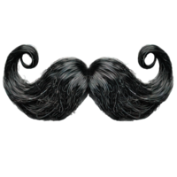 Black detailed handlebar mustache twisted isolated on transparent background , png