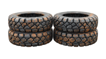 rusty tires stack isolated on transparent background , png