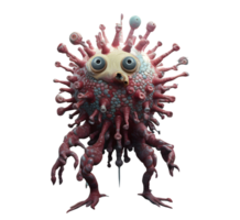 Virus close up view virus isolated virus transparent background cancer cell monster virus 3d rendered corona virus png