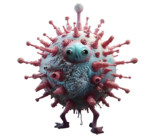 Virus close up view virus isolated virus transparent background cancer cell monster virus 3d rendered corona virus png