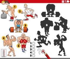 finding shadows activity with cartoon athletes characters vector