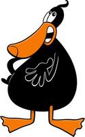 cartoon black duck animal character speaking or considering vector