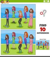 differences activity with cartoon young women group vector