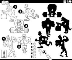 shadows activity with cartoon athletes coloring page vector