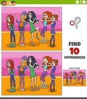 differences activity with cartoon young women group vector