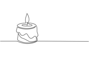 Continuous one line drawing candle. vector