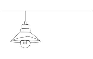 lamp ,line drawing style, one continuous line drawing. vector