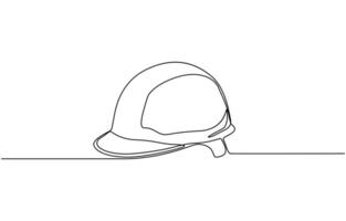 continuous line drawing of safety helmet wor safty work. Labor Day. vector