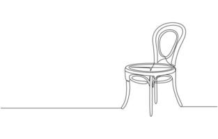 Continuous One linedrawing of chair. Interior element of furniture vector