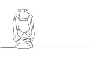 Kerosene lantern one line continuous. Line art paraffin lamp vector
