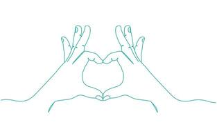 One continuous single line drawing of hand give love vector