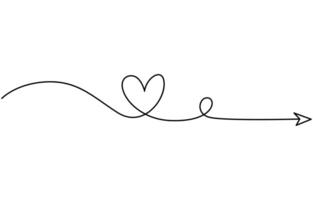 Hand drawn doodle heart. Continuous seamless line art drawing, Love icon calligraphy heart vector