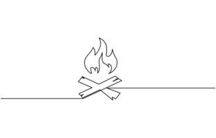 Continuous line drawing. Fire outline icons on white background. illustration vector