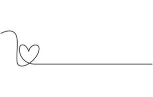 Hand drawn doodle heart. Continuous seamless line art drawing, Love icon calligraphy heart vector