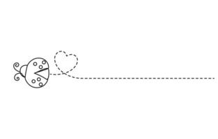 Ladybug with heart shape. Cute ladybird with dotted line route. illustration isolated on white. pro . vector