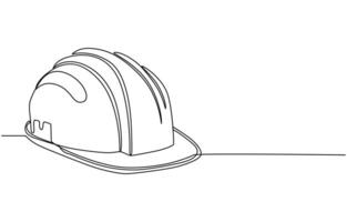 continuous line drawing of safety helmet wor safty work. Labor Day. vector