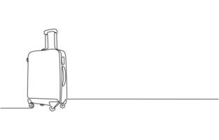 Continuous one line drawing of a travel bag. Isolated on white background illustration vector