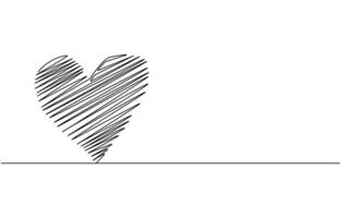 Hand drawn doodle heart. Continuous seamless line art drawing, Love icon calligraphy heart vector