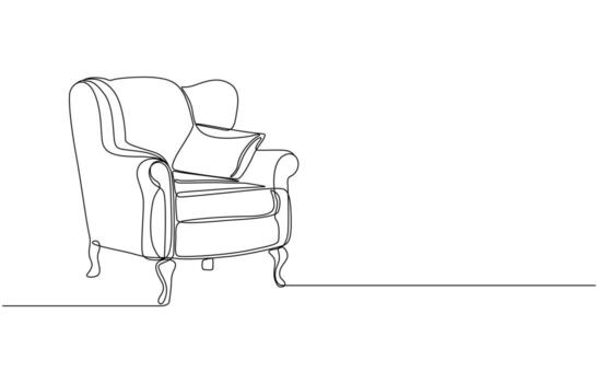 Continuous single one line art drawing of minimalist modern sofa vector