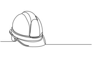 continuous line drawing of safety helmet wor safty work. Labor Day. vector