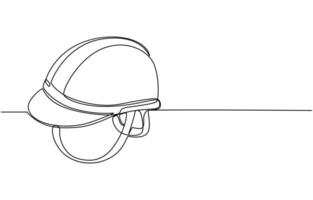 continuous line drawing of safety helmet wor safty work. Labor Day. vector